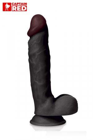 Gros godemichet réaliste noir de 24 cm de long et 5 cm de diamètre, par Captain Red.
