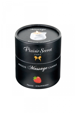 Bougie érotique se transformant en huile de massage sensuelle au goût gourmand de fraise.