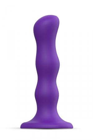 Dildo plug en silicone haute qualité, avec 3 billes à lintérieur qui réagissent à chaque mouvement. Modèle taille M (15,3 x 3,6 cm) violet.