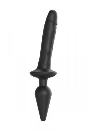 Double gode Switch Plug-In Realiste noir, taille L,  le must pour varier les plaisirs, par Strap-On-Me.