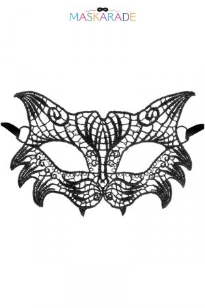 Loup noir en dentelle brodée souple, de style rétro, pour vos soirées déguisées ou coquines, par Maskarade.