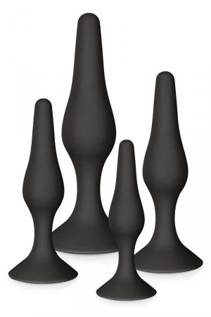 Un coffrets de quatre plugs de tailles différentes, 100% silicone, pour le plaisir anal.