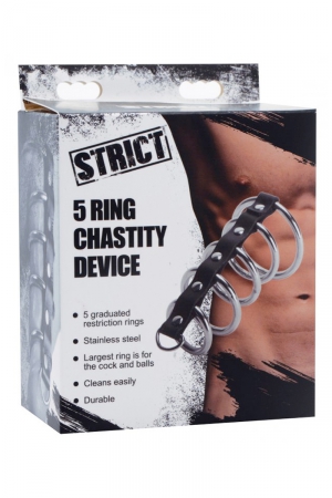 5 anneaux de pénis en métal reliés entre eux pour rendre votre érection délicieusement inconfortable, par XR Brands.