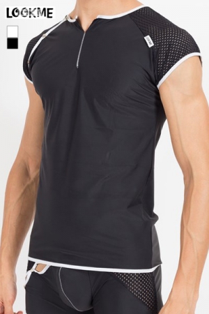 Tee shirt pour homme en résille large et lycra, à combiner avec la gamme de lingerie Mixing pour un style parfait.