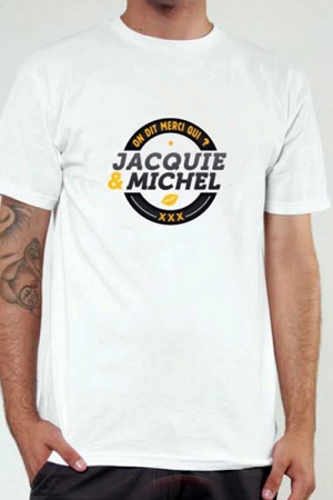 Le Tee-shirt exclusif (visuel 2) à l'effigie de  Jacquie & Michel, votre site amateur préféré.