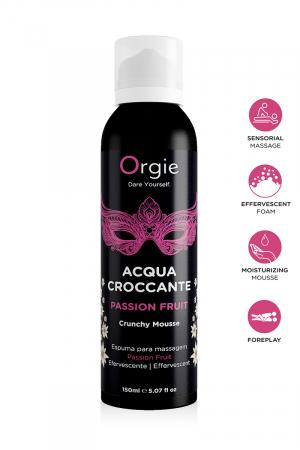 Mousse de massage Acqua Croccante, effervescente, croustillante et hydratante parfum fruit de la passion.
