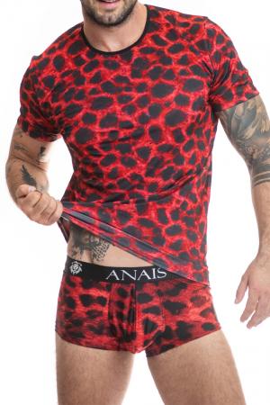 T-shirt sexy pour homme fabriqué en Tissu doux, rouge et noir au motif animal par la marque Anaïs For Men en Europe