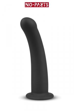 Gode à large ventouse, 100% silicone, 19,5 x 3,8 cm, compatible avec les harnais gode-ceinture à anneau.