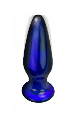 Plug anal vibrant en verre borosilicate, dimensions 11,5 x 4 cm, rechargeable, marque Buttocks by ToyJoy.