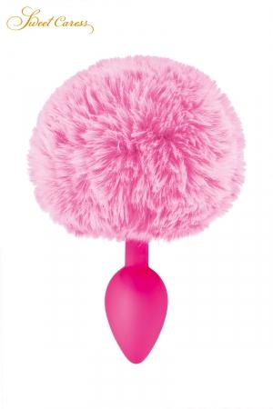 Un plug anal élégant et original avec son pompon rose en fourrure synthétique fixé à son extrémité.