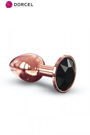 Plug anal en métal, couleur Rose Gold,  très Glamour, avec un bijou à son extrémité. Modèle taille S.