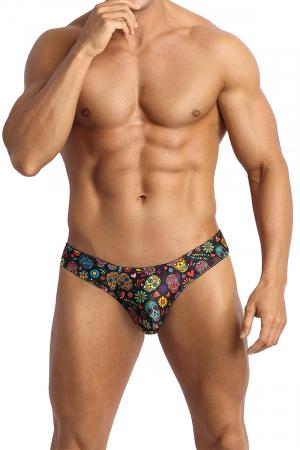 String sexy pour homme fabriqué en Tissu doux imprimé de motif de calaveras colorés par la marque Anaïs For Men en Europe