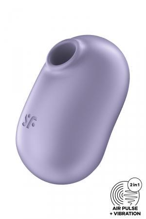 Double stimulation par air pulsé et vibrations, format de voyage, parfait pour se faire plaisir n'importe où. Modèle lavande.