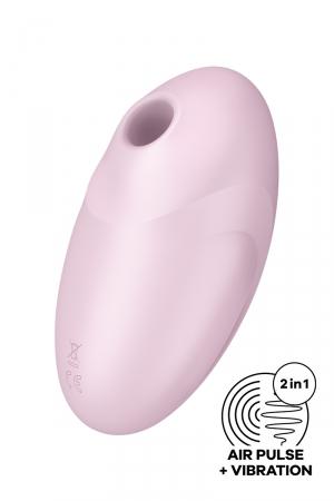 Puissant stimulateur féminin par ondes de pression et vibrations, rechargeable, doté de 2 moteurs indépendants. Coloris rose.