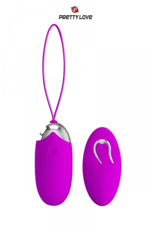 Oeuf vibrant en silicone avec télécommande sans fil, 12 modes de vibrations, par la marque Pretty Love.