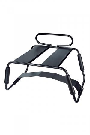 Luxueux tabouret spécial positions sexuelles pour jouer en couple ou en solo, avec poignée et support pour godes ventouse.