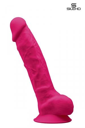 Gode réaliste rose de 23 x 4,4 cm, à double densité et mémoire de forme, en silexpan pour des sensations plus réelles.