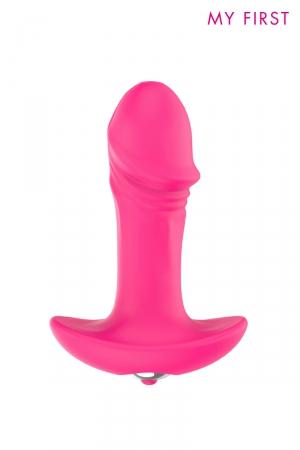 Plug anal en silicone de qualité médicale,forme gland réaliste, équipé d'un puissant stimulateur vibrant amovible.