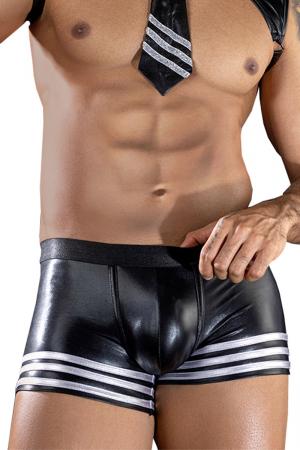 shorty noir extensible avec effet wetlook, à la fois sportif et sexy, taille unique.