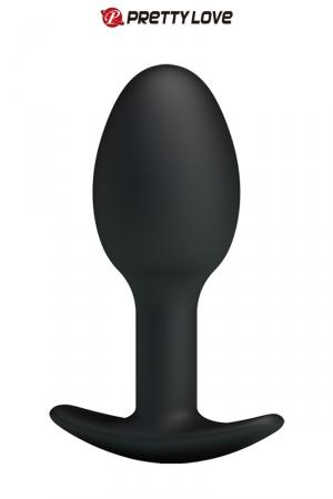 Plug anal en silicone (8,4 x 3,2 cm) avec bille interne intégrée (comme des boules de geisha) pour accroitre le plaisir.