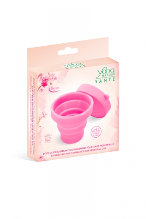 Boite de stérilisation et de rangement pliable pour coupe menstruelle Yoba Nature, 100% silicone Premium.
