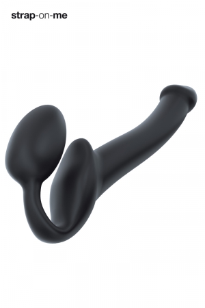 Superbe gode-ceinture flexible de la marque Strap-On-Me, il est noir et mesure 2,7 cm de diamètre.