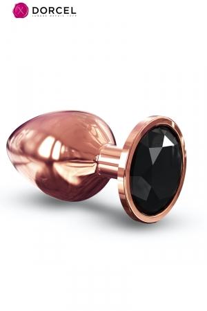 Plug anal en métal, couleur Rose Gold, très Glamour, avec un bijou à son extrémité. Modèle taille L.
