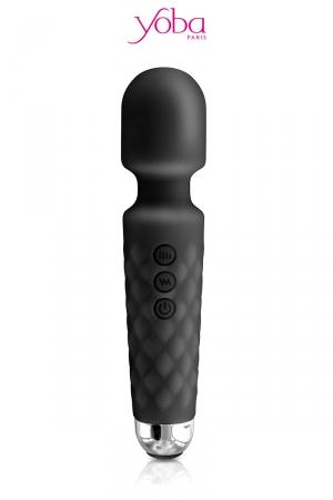 Vibromasseur Wand rechargeable noir, 20 modes de vibrations, pour stimuler les zones érogènes externes.