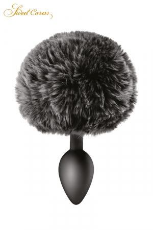 Un plug anal élégant et original avec son pompon noir en fourrure synthétique fixé à son extrémité.