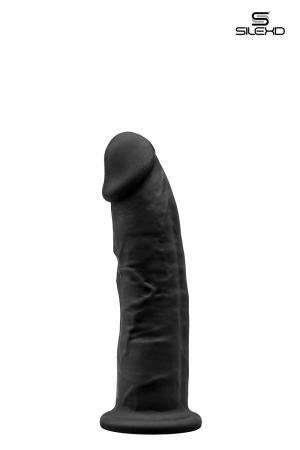 Gode réaliste noir de 15,5 x 3,5 cm, à double densité et mémoire de forme, en silexpan pour des sensations plus réelles.