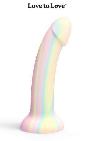 Dildo haute qualité, phosphorescent, en  silicone liquide, dimensions 14 x 3,6 cm, Compatible avec les harnais O ring.