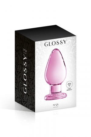 Luxueux plug en verre incassable rose, dimensions 10,5 x 5 cm, pour le plaisir des yeux et celui du corps.