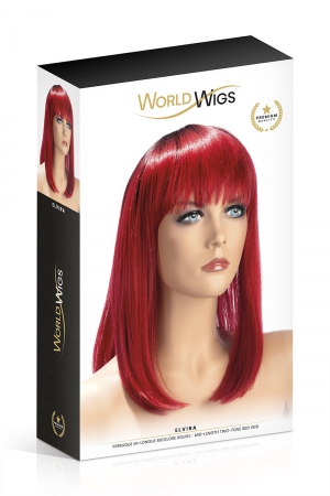 Perruque bicolore rouge qualité Premium, avec cheveux mi-longs en carré dégradé pour un look à la fois flamboyant et tendance.