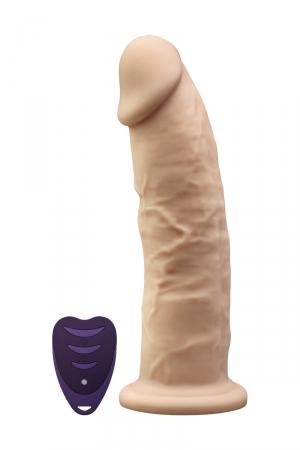 Vibromasseur télécommandé, réaliste en silicone double densité, dimensions 17,5 x 4,4 cm, 10 modes de vibrations.