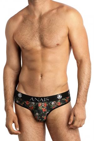 Slip sexy pour homme fabriqué en Tissu doux imprimé de crânes et roses esprit RocknRoll par la marque Anaïs For Men en Europe