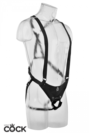 Harnais gode-ceinture creux Premium pour hommes, avec bretelles de soutien, équipé d'un gode réaliste taille XXL.