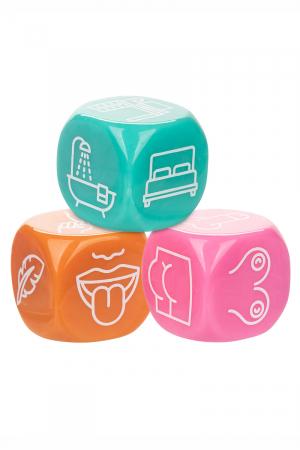 3 dés sexuels à lancer pour décider quelle partie du corps vous devez utiliser, ce que vous devez faire et où vous devez le faire.