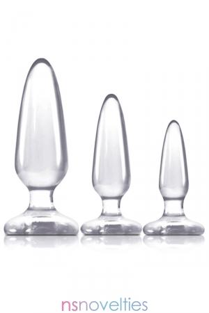 Découvrez le plaisir anal en douceur avec le Kit Jelly Rancher, contenant 3 plugs transparents de tailles différentes.