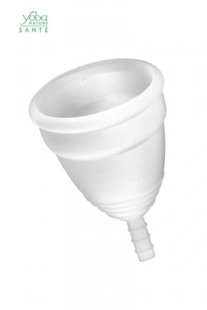 Coupe menstruelle 100% silicone Premium, disponible en 2 tailles, par Yoba Nature.