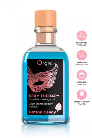 Set huile de massage à la barbe à papa + plume, spécifiquement conçu pour masser, embrasser et lécher les zones érogènes.