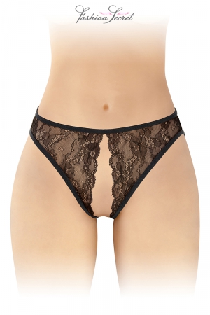 String noir largement ouvert du pubis au milieu des fesses pour assouvir vos fantasmes érotiques par Fashion Secret