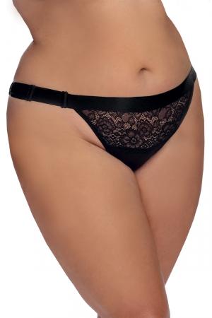 Culotte noire en dentelle et chaînette strass par Anaïs Lingerie.