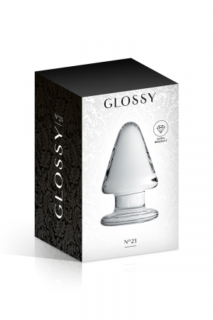 Luxueux plug en verre incassable translucide, dimensions 9 x 5,5 cm, pour les amateurs et amatrices de plaisir anal.