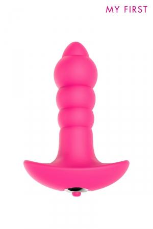 Plug anal en silicone de qualité médicale,forme annelée, équipé d'un puissant stimulateur vibrant amovible.