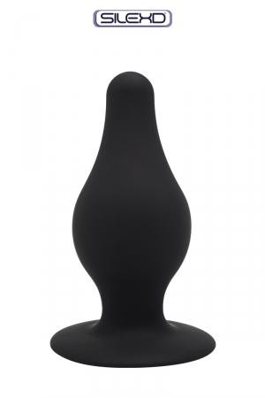 Plug anal en silicone premium double densité, thermo réactif et à mémoire de forme, dimensions 10,2 x 4,5 cm.