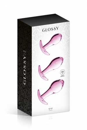 Coffret de 3 plugs en verre rose incassable de tailles différentes pour varier les sensations au grès de vos envies.